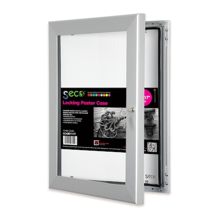 Seco Locking Poster Case, 11" x 17", Silver LCASE1117
